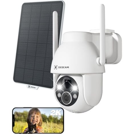 COCOCAM 2K Camera Surveillance sans Fil Exterieure AI Détection Humaine Vision Nocturne Couleur 2.4GHz WiFi