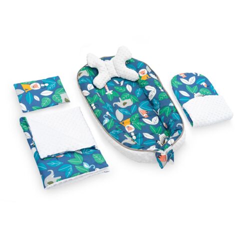 COCON POUSETTE, MATELAS, COUSSIN, PETIT COUVERTURE 5 EN 1 TUTUMI JY02 JUNGLE BLUE