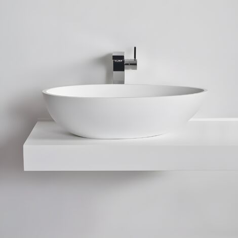 COCOON 60 - Vasque à poser en Solid Surface Blanc Mat 60 x 35 x 16(h) cm