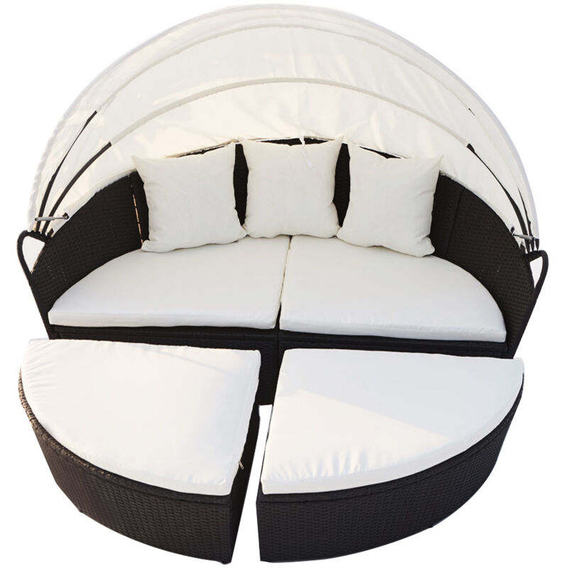

Cocoon: Conjunto de jardín modular 6/8 personas de resina trenzada negro/blanco - Negro/Blanco