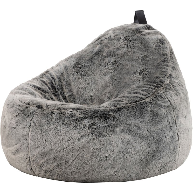 Pouf Fauteuil en Fausse Fourrure Cocoon, Pouf Géant de Salon, Pouf Fauteuil pour Adultes avec Remplissage, Gris, oeko-tex - Icon