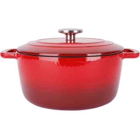 Cocotte avec couvercle - COSY & TRENDY - FONTESTIC - Fonte émaillée- Ø24 cm - 4,6 L - Tous feux dont induction - Rouge