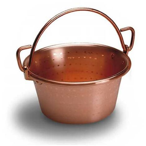 Cocotte en cuivre avec manche en arc de 30 cm de large