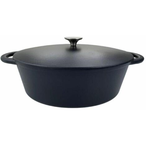 Cocotte en fonte - BAUMALU - 336408 - Ovale 33 cm - Noir mat