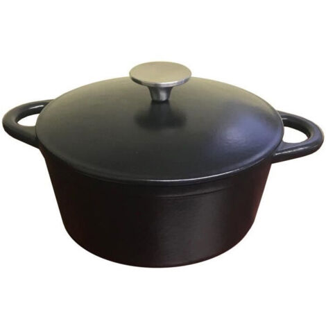 Cocotte in ghisa - BAUMALU - 336407 - Rotonda 26 cm - Nero opaco