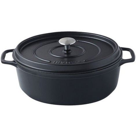 Cocotte ovale en fonte émaillée 27cm noir - Invicta - 403271