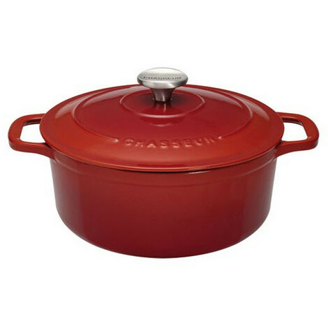 Cocotte ronde en fonte émaillée 16 cm rubis – Montée en température progressive – Excellente répartition de la chaleur – Compatible tous feux – Chasseur