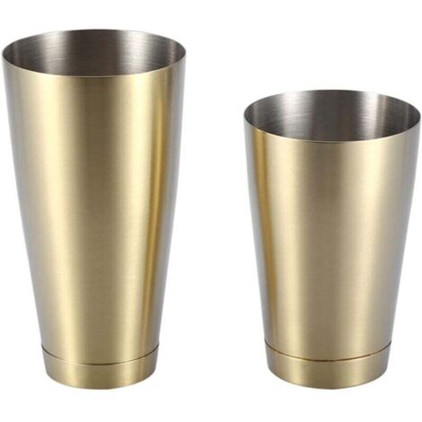Coctelera Boston de acero inoxidable pulido de 750 ml + 600 ml, reutilizable para cócteles y otras bebidas, regalo (oro titanio)