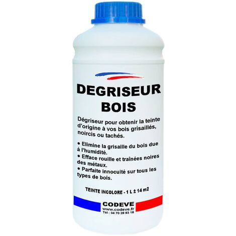 Codève Bois – Dégriseur bois 1 L – Élimine taches, rouille et humidité – Pour toutes essences de bois – Application rapide et efficace