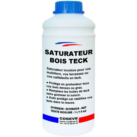 Codève Bois – Saturateur teck 1 L – Protection bois dur et teck – Rendement 8-11 m²/L selon application – Facilement recouvrable par lasure