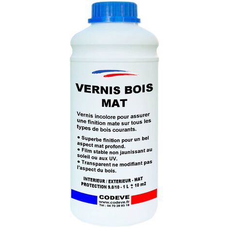 Codève Bois – Vernis bois mat 1 L – Finition mate pour bardages, fenêtres et volets en bois – Résistance aux UV et à l'eau