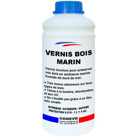 Codève Bois – Vernis marin 1 L – Protection bois en atmosphère marine – Résistance UV et décoloration – Film souple pour environnements côtiers