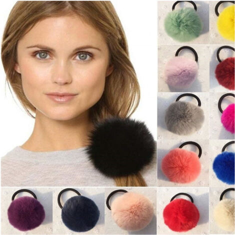Codino Pon Pon Pelliccia Peluche A05 Colorato Palla Elastico Bambina Ragazza