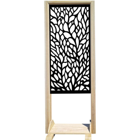 CODIUM - Paravent modulable - 70x190 cm - en bois et PVC - Couleur : noir