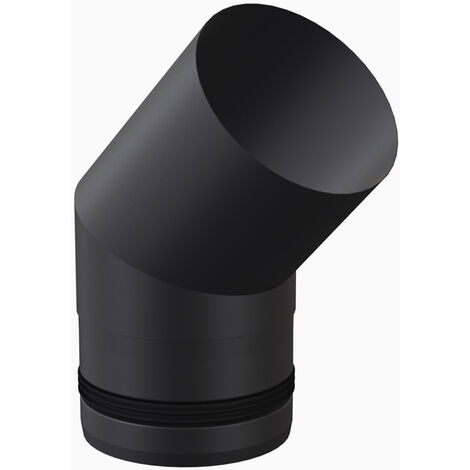 Codo 45º de acero inoxidable para estufa - Ø 80 mm - Negro