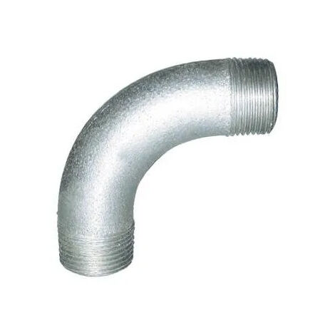 Codo 90° radio grande 15x21, doble galvanizado macho