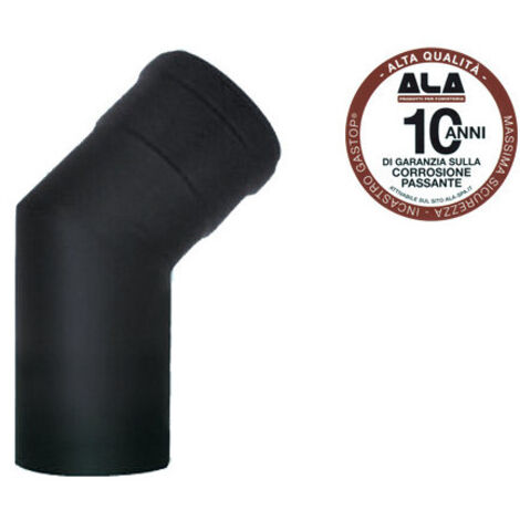 Codo ALA Aeternum 45° Ø10 cm negro mate para estufas de pellet – A.L.A.