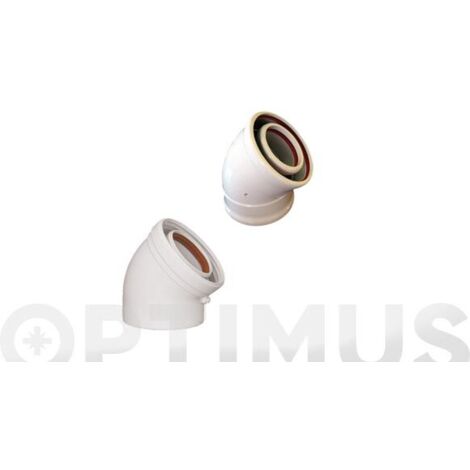 CODO COAXIAL 45º ALUMINIO BLANCO Ø 60/100MM  - CCMH45100