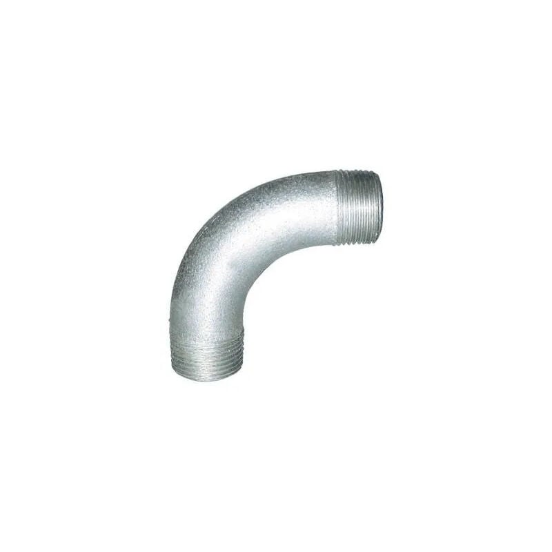 

Codo 90° radio grande 66x76, doble galvanizado macho