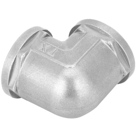 Codo de acero inoxidable de 32 mm de diámetro con rosca interna G1 para instalaciones sanitarias y de gas.