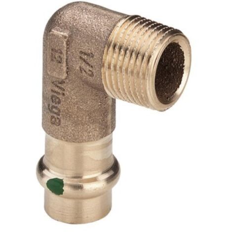 Codo de bronce para prensar de 90° - Macho - rosca M16 - 15x21