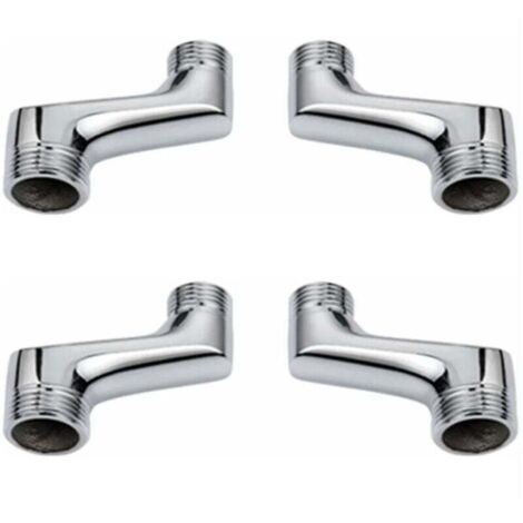 Codo de ducha KZQ paquete de 4, codo reductor de latón, brazo giratorio ajustable, pieza de pared de contrapartida, conexión descentrada 1/2, 3/4, cromo A