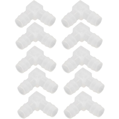 Codo de polipropileno de 90° para mangueras flexibles – 12 mm, paquete de 10 unidades, inodoro y duradero.