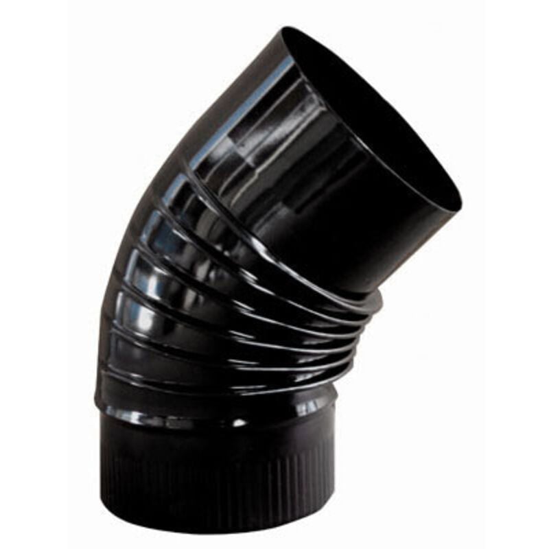 Coude de poêle vitrifié noir 45º 200 mm