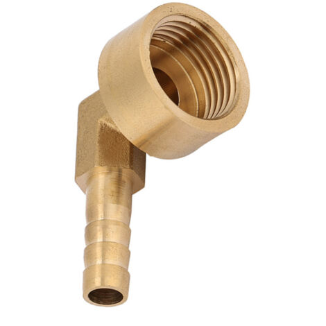Codo hembra de latón G1/2 para manguera, extremo con púas, conector, adaptador de junta (10 mm)