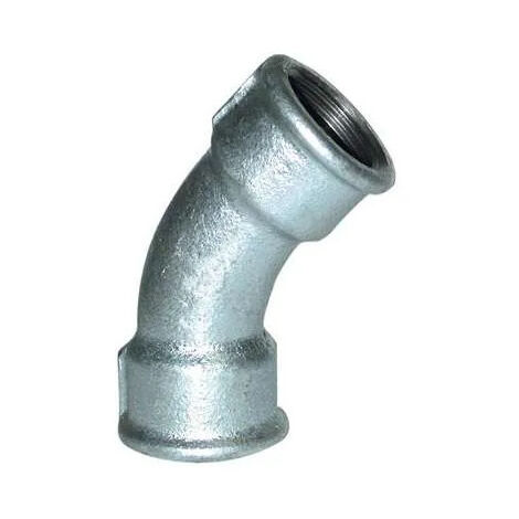 Codo maleable 45°, 33x42, hembra galvanizada