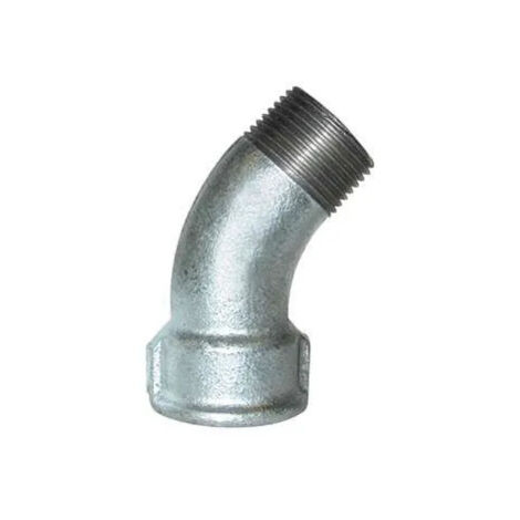 Codo maleable 45°, 40x49, macho hembra galvanizado
