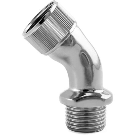 Codo para cabezal de ducha, pieza angular para cabezales de ducha, rosca interna y externa, latón cromado, 2 piezas