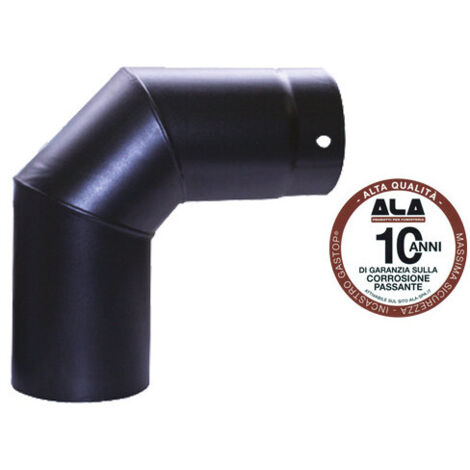 Codo para estufas de leña 90° Ø15 cm – acero esmaltado negro mate – A.L.A.