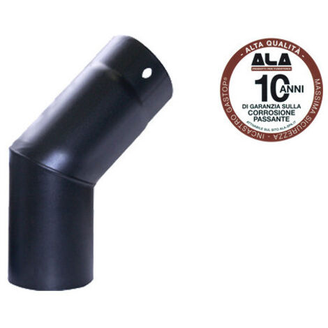 Codo para estufas de leña de 45° Ø15 cm – acero esmaltado negro mate – A.L.A.