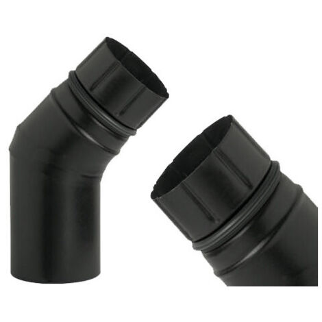 Codo para estufas de pellet 45° Ø8 cm – acero esmaltado negro mate – A.L.A.
