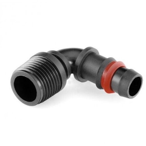 Codo Rosca Macho 16mm x 1/2" con Anilla de Seguridad. Bolsa de 10 Unidades