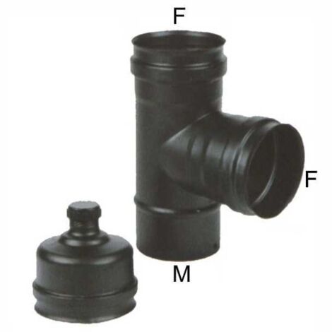 Codo T Inox 8 Mff Tapa Negra Pellet 300 Maral