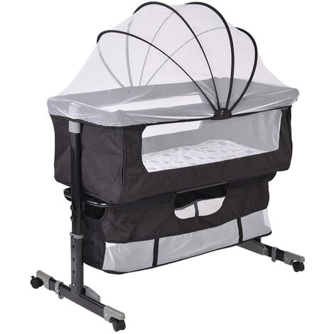 Cododo Bebe Réglable en Hauteur Lit Bebe avec filet respirant et matelas portable Noir