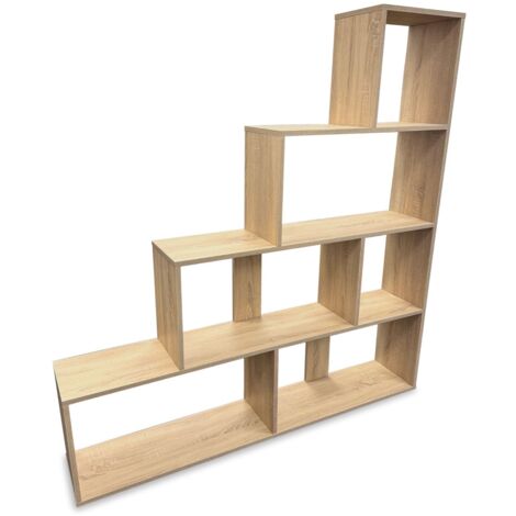 Coemo Treppenregal Scala aus Holz Natur Sonomo Raumteiler Standregal 155x29x163 cm