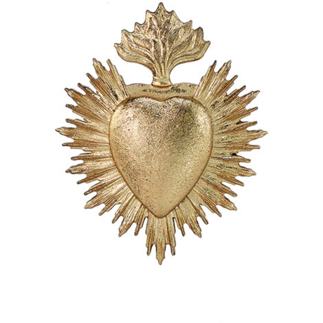 Coeur ex-voto décoration murale dorée H9.7cm – Polyrésine tendance – Mur romantique et mystique – Dimensions L7,8*P1,1*H9,7cm – Opjet