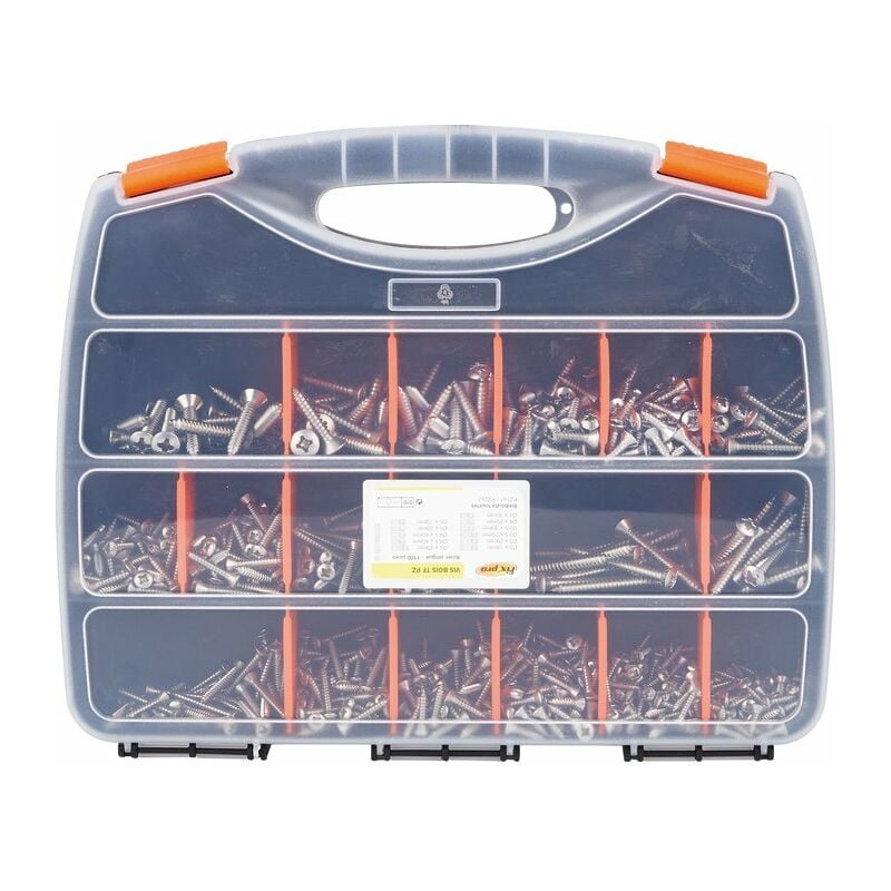 Vis bois aggloméré - Fixpro - Tête fraisée pozidriv - Acier zingué - Coffret de 1100 pièces