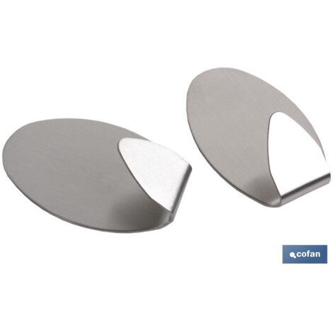 COFAN 2 uds colgador autoadh. oval inox grande , Colgador Auto-Adhesivo Oval Inox Grande. 2 Unidades. De uso fácil y rápido.