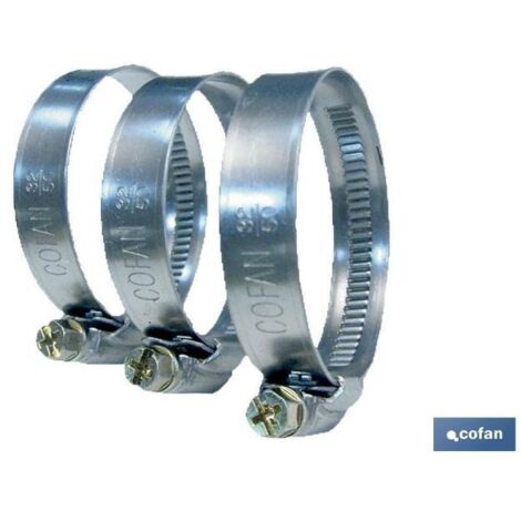 COFAN abrazadera metálica banda 12mm 80-100 caja 50 unid. , ABRAZADERAS METÁLICAS: Contienen enganche de rosca incorporado, no contienen cantos ni rebabas. Anchura de banda en 12