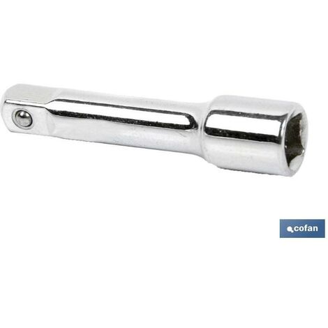 COFAN alargadera (1/2) 3 8cm , Alargadera prolongador de 1/2 para llave de carraca. Fabricada en acero Cromo Vanadio. Medidas de longitud disponibles: 80, 125 y 250 mm. Tiene cuerp