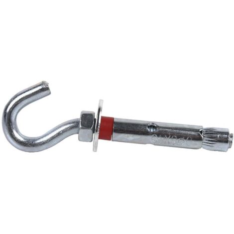COFAN anclaje metalico c/gancho 6/8x45 caja 50 unid. , Anclaje metálico con gancho para la fijación de cargas pesadas en materiales macizos. Acero cincado y arandelas de ala anch