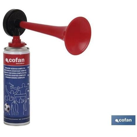 COFAN avisador acústico completo 300 ml , Bocina de aire comprimido de tamaño manual ideal para eventos deportivos o como avisador acústico para una mayor seguridad en el trabajo.