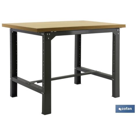 COFAN banco de trabajo madera antracita l-1800 mm , Mesa de trabajo con estructura de acero de color antracita. Este es un accesorio perfecto para tu taller, con el que puedes desa