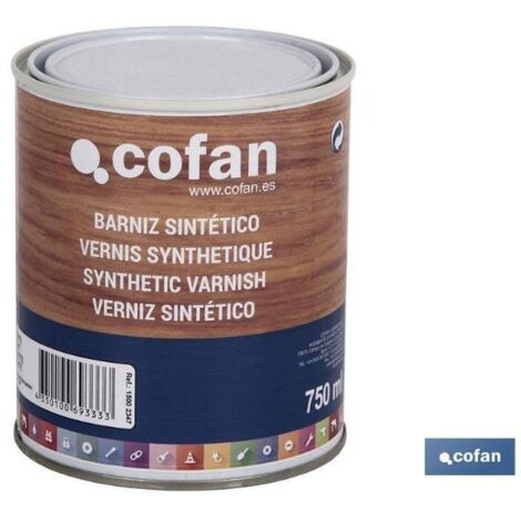 COFAN barniz sintético satinado 750 ml , Barniz sintético con acabados en Brillo, Mate y Satinado. Envase de 750 ml. Proporciona unos acabados suaves, duraderos y nobles. Se utiliz
