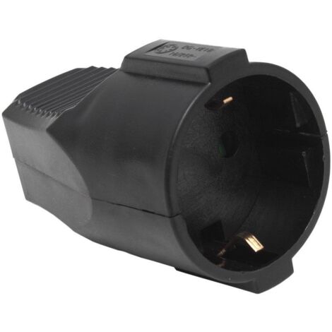 COFAN base enchufe aerea negra (16a-250v) , Base móvil bipolar con toma de tierra lateral. Material de fabricación termoplástico. 16 A-250 V. Máxima potencia: 3680 W.