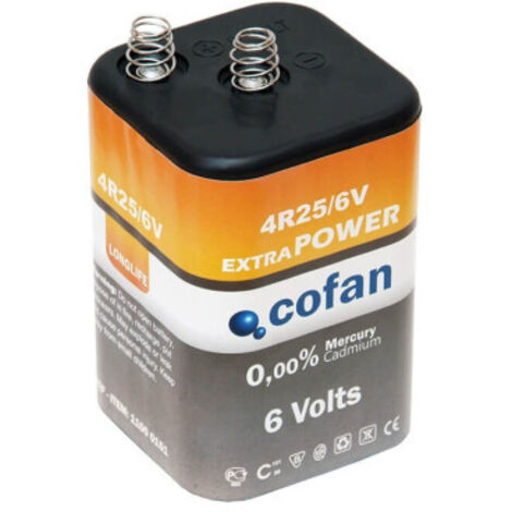 COFAN batería 4r25 6 voltios   caja 4 unid. , Batería especial universal para lámparas de Señalización intermitentes.